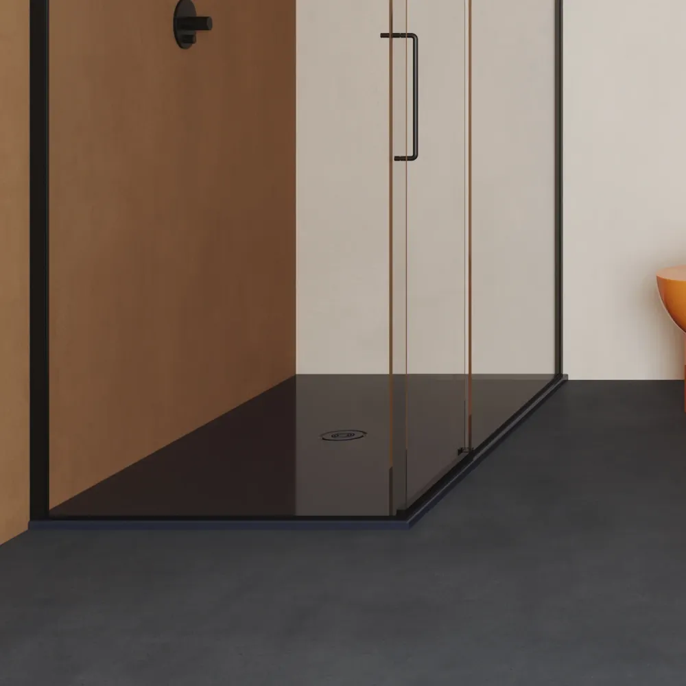 Rectangular ceramic shower tray SoloDue 120x90 cm hoogglans black