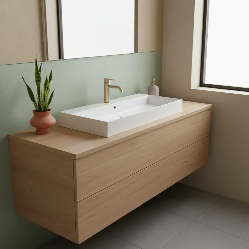 Rectangular countertop or wall-mounted sink glossy white van keramiek 100x40 cm hole faucet Disegno-Ceramica
