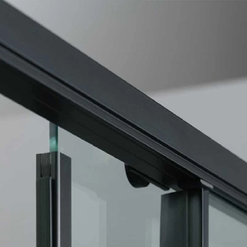 Rectangular shower enclosure 80x120 6 mm crystal and minimal profile matte ravenzwart aluminum. Left version