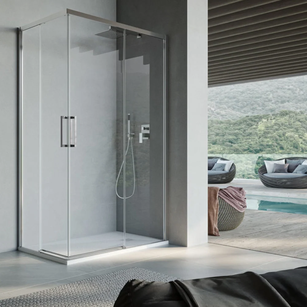 Rectangular shower enclosure corner opening cm 80x70 Lauren model 8 mm tempered glaswerk - RIGHT SIDE