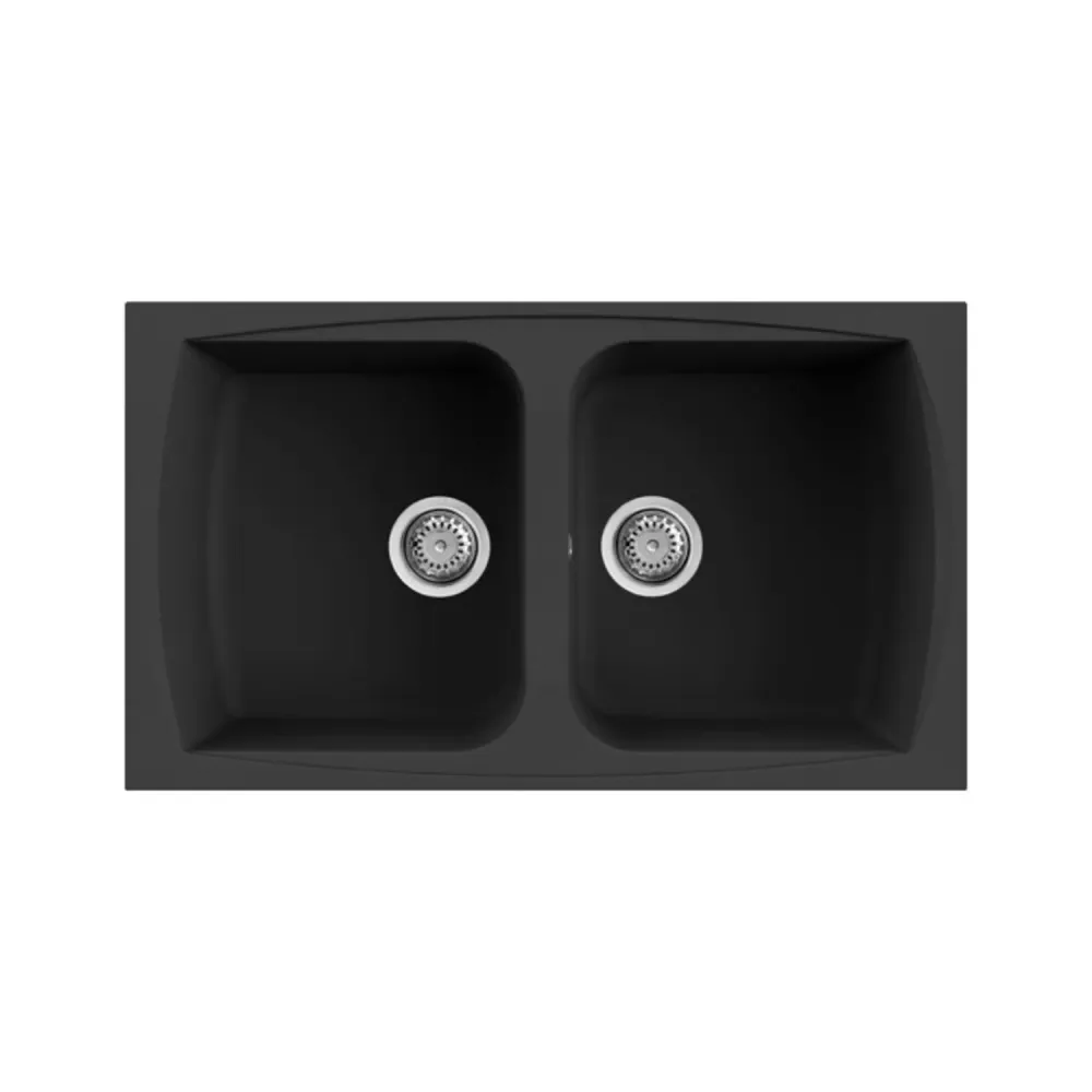 Reversible built- kitchen sink granitek two basins 86x50 cm - Black