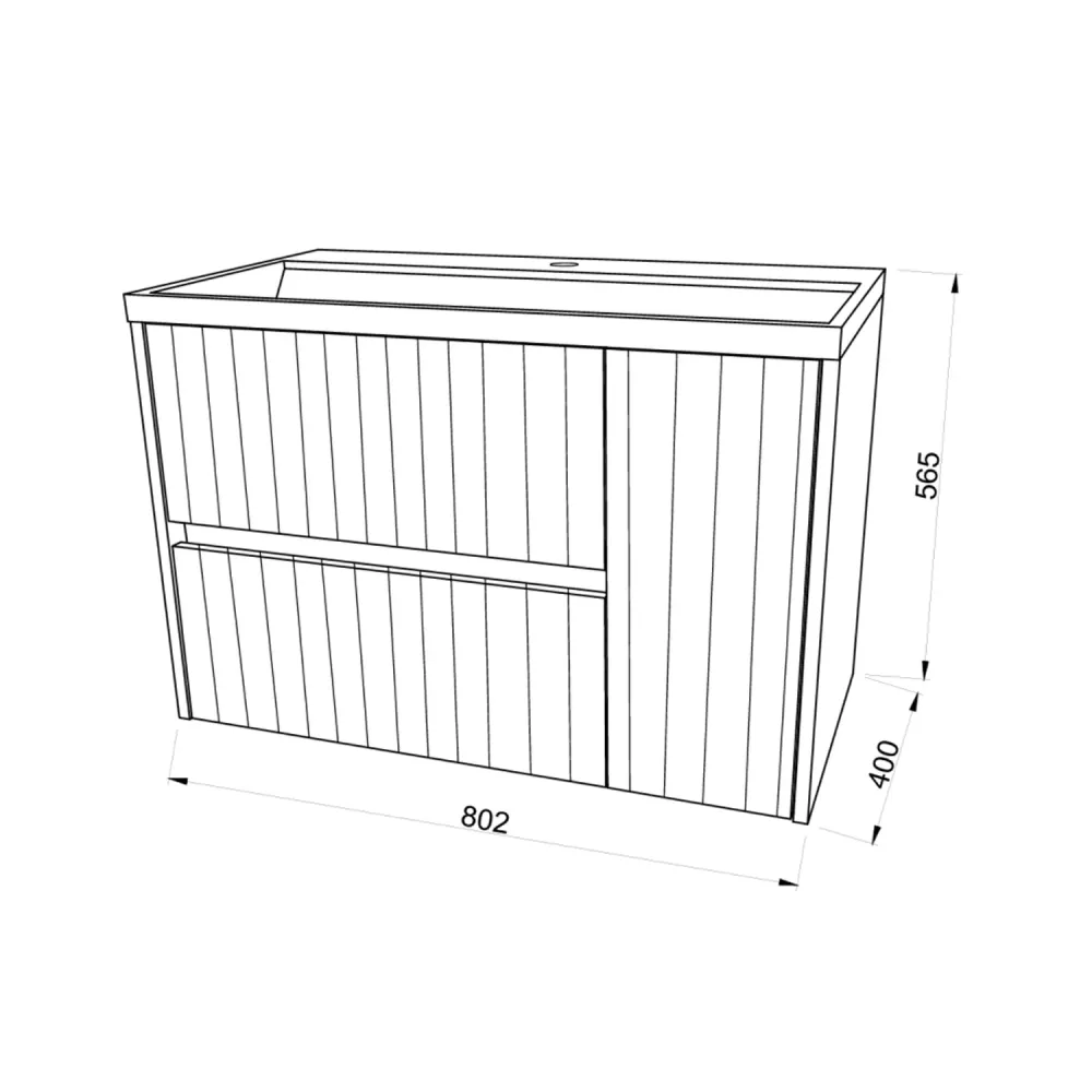 Ribbed bathroom cabinet sink 80 cm white matte color wall-mounted installation - Cubi&Co Zuiver Collection
