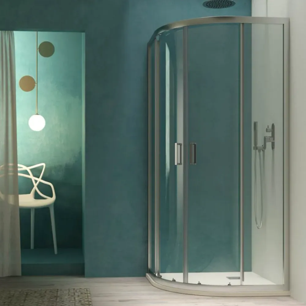 Semicircular shower enclosure 80x80 cm Smart sliding opening 6 mm transparant tempered glass