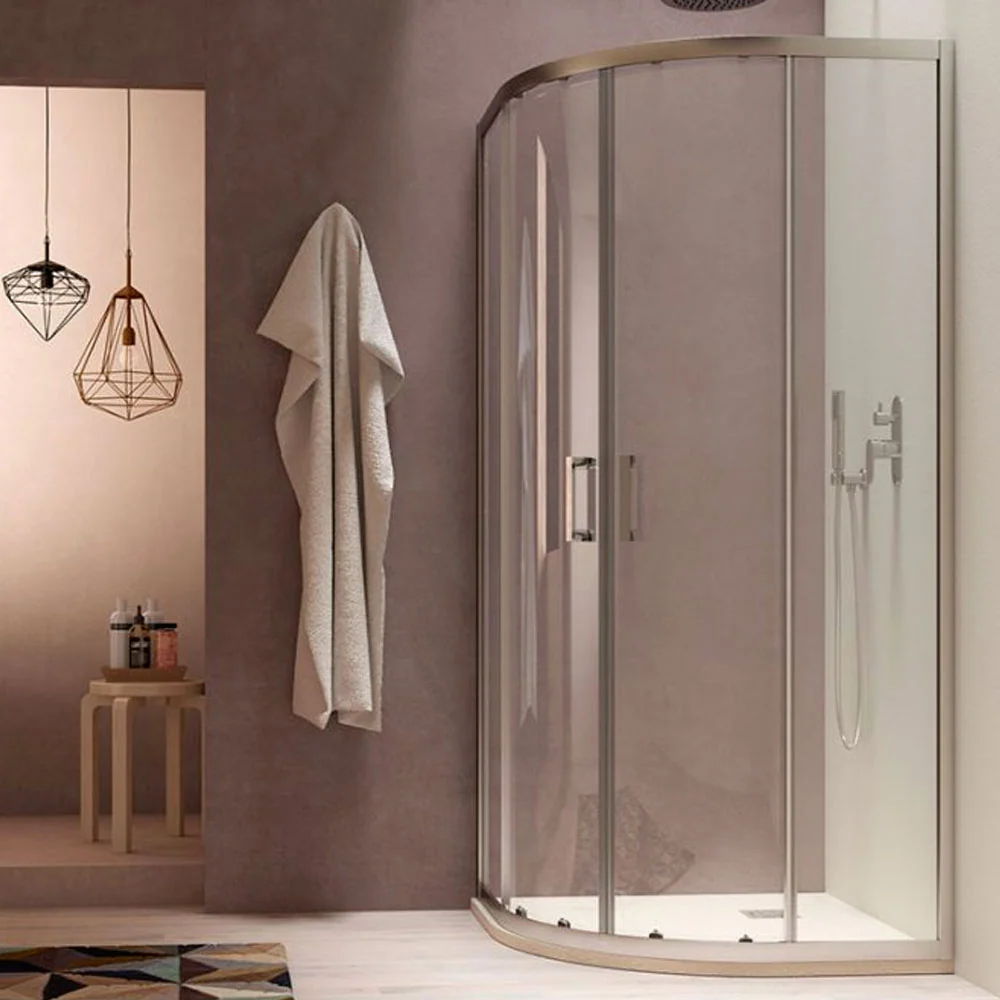 Semicircular shower enclosure Loop 80x80 aluminum and transparent anti-limescale Connected Clean glass