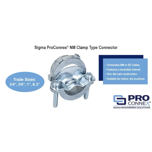 Sigma ProConnex 3/4- Die Cast Zink Clamp-on Type Service Entrance Connector Conduit Fittings (50-Pack)