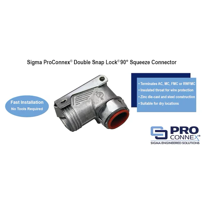 Sigma ProConnex 3/8- 90-Degree Flexible Die Cast Zink Squeeze Connector Conduit Fittings (2-Pack)