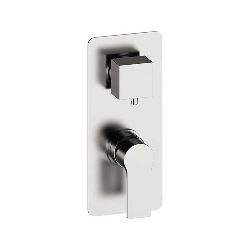 Single-lever shower mixer 4-way diverter complete built- body and luxe rectangular plate Energy collection Remer Rubinetterie