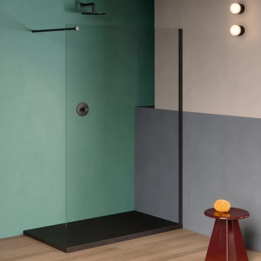 Square ceramic stone effect shower tray model Pietraceramica 90x90 cm - Chalk Wit