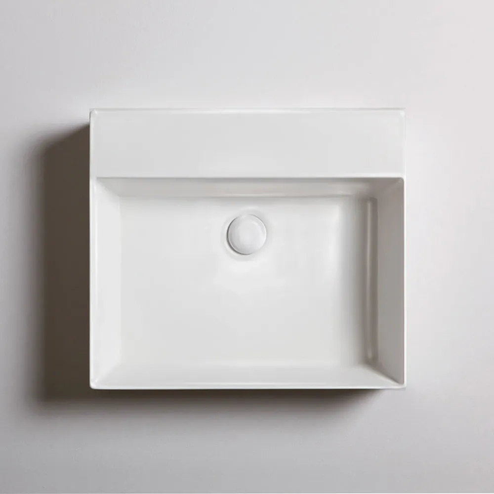 Square countertop/wall-mounted sink Ceramica Azzurra Elegance 81x45 cm without faucet hole - Glad white