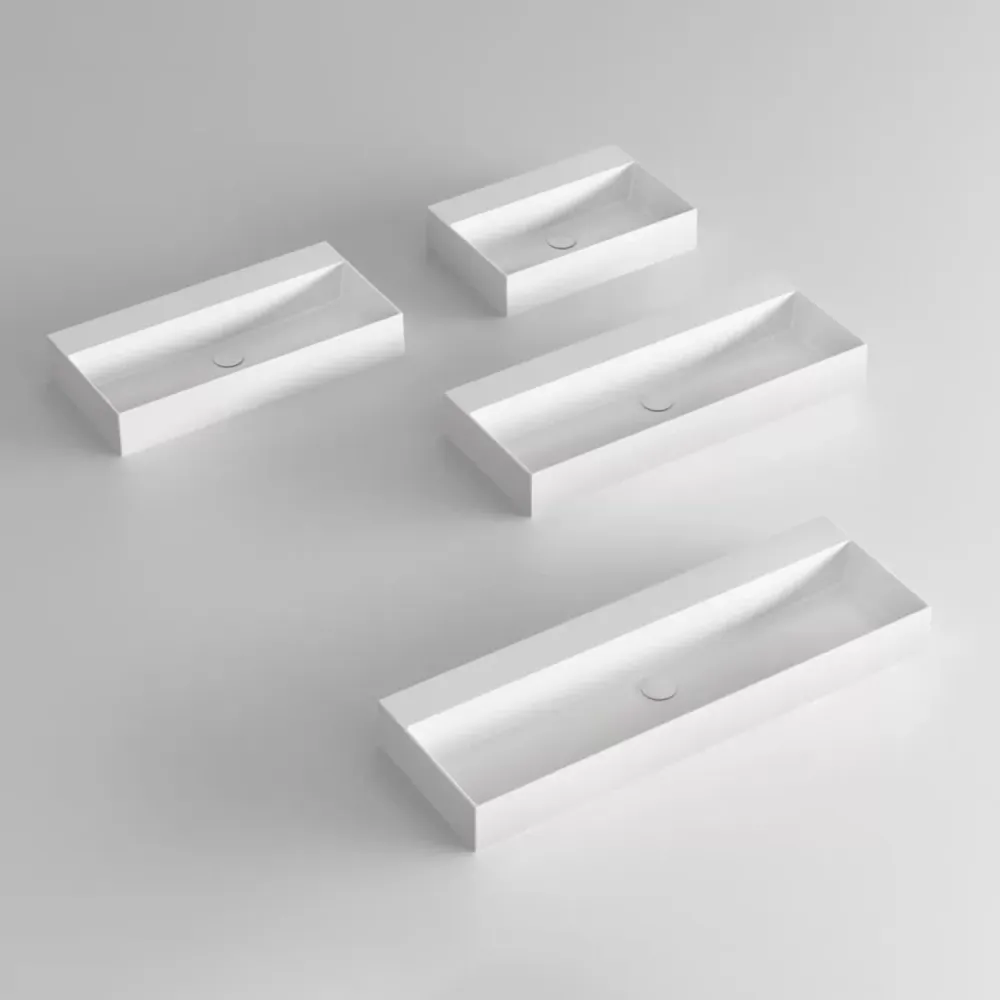 Square countertop/wall-mounted sink Ceramica Azzurra Elegance 81x45 cm without faucet hole - Glad white