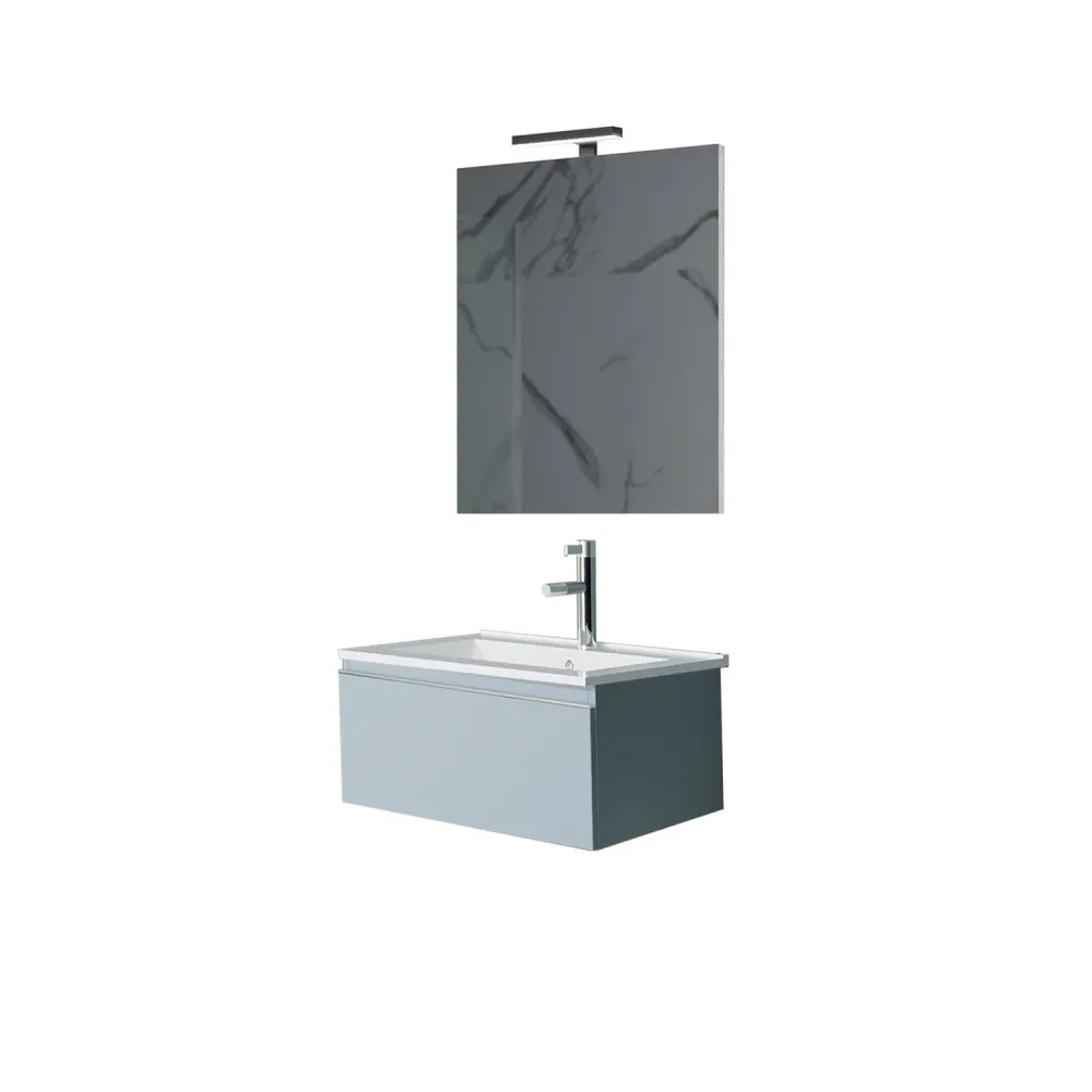 Suspended composition Shanti base sink, mirror and LED 60cm matte pastel blauw