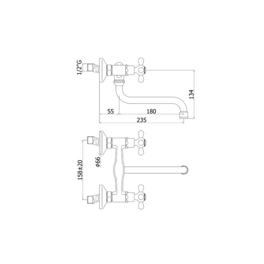 Wall-mounted sink group adjustable "S" spout Paffoni Viola series - Bronze