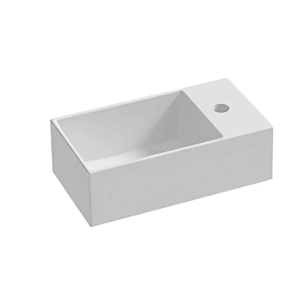 Wall-mounted sink right countertop Azzurra Elegance Squared 40x22x12.5 cm single hole - Glossy white