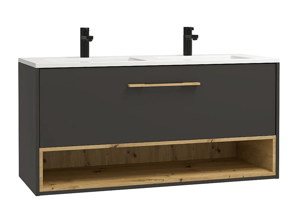 Antraciet hangmeubel met inbouwwastafel voor badkamer, 120 cm, YANGRA