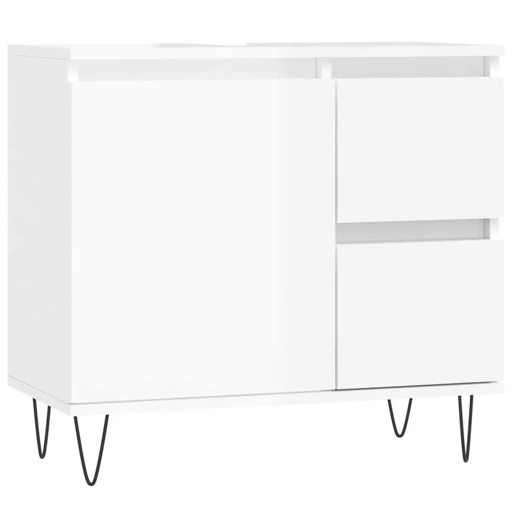 Badkamerkast 65x33x60 cm bewerkt hout hoogglans wit