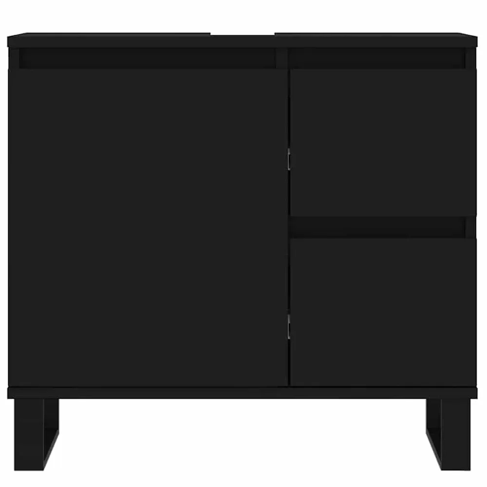 Badkamerkast 65x33x60 cm bewerkt hout zwart