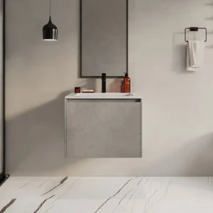 Betongrijs hangmeubel onder wastafel, L60 cm, SOSTHENE