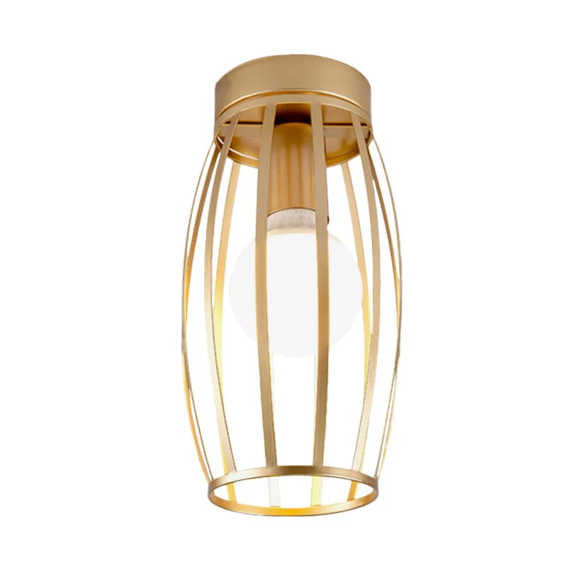 Black/Gold Finish Oval Cage Flush Mount Fixture Minimalist 1 Bulb Ijzer Flush Ceiling Lamp Hallway Black