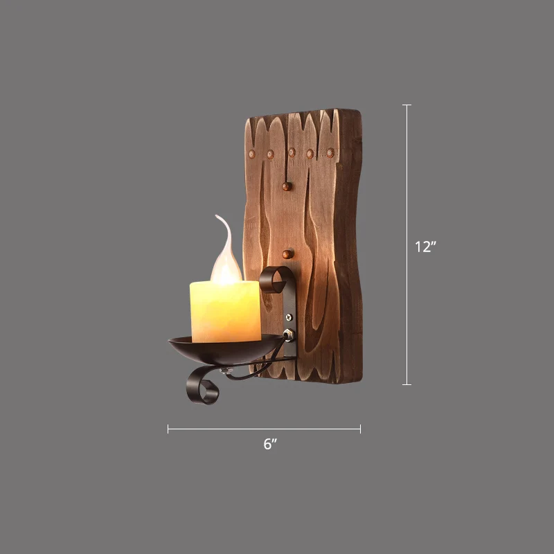 Bruin Geometric Wall Light Sconce Rustic Wooden 1-Light Restaurant Wall Mounted Light Brown