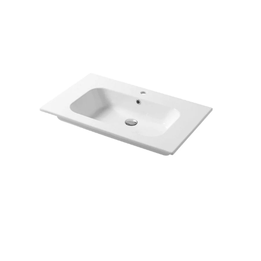 Console sink glossy sneeuwwit ceramic Qubo Square 46 Disegno-Ceramica 81cm