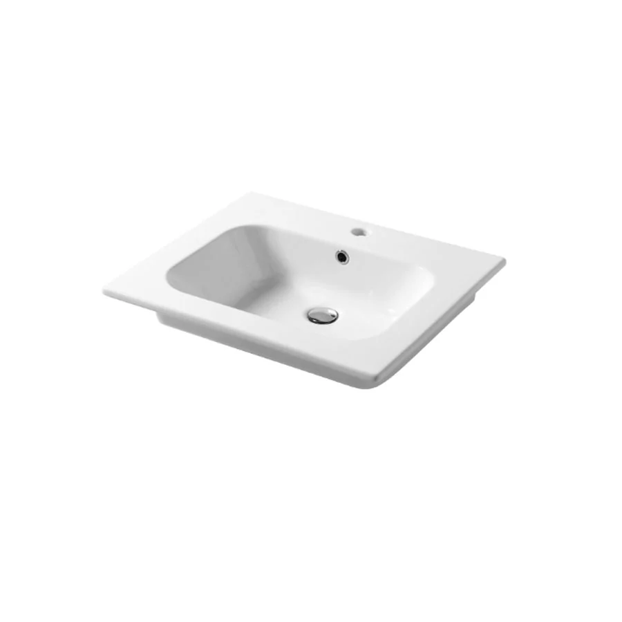 Console sink lak white ceramic Qubo Square 51 series Disegno-Ceramica 61cm