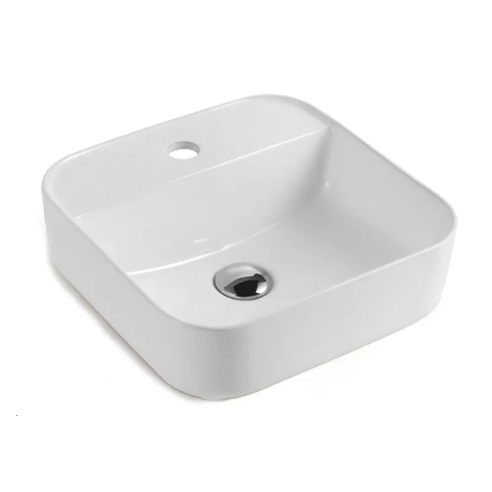 Console washbasin single-hole square 39cm white steengoed BathCore Alba line