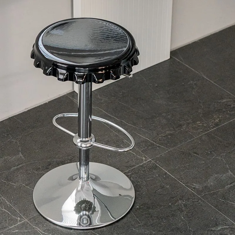 Contemporary Adjustable Backrest Counter High Stool Van metaal Base Black