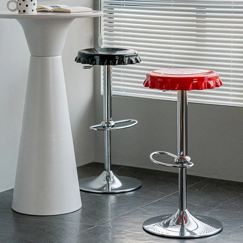 Contemporary Adjustable Backrest Counter High Stool Van metaal Base Black