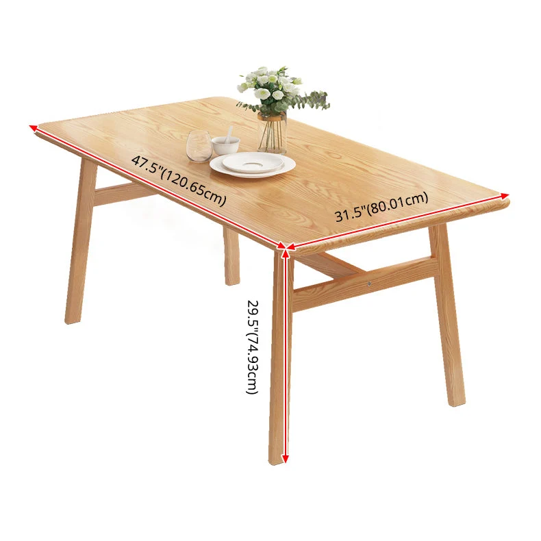 Contemporary Fixed Solid Wood Dining Room Table 4 Uni Wood Legs Kitchen Dining Set 47