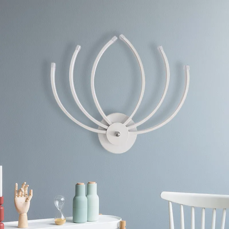 Contemporary Lotus Wall Mount Sconce Acrylic LED Bedside Wall Light Fixture Parelmoer Linear Design, Warm/White Light White