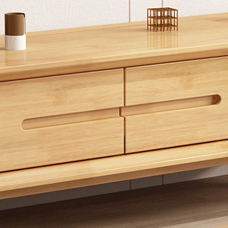 Contemporary Rubberen Wood TV Console 2 Drawers Media Console Splayed Wooden Legs 59