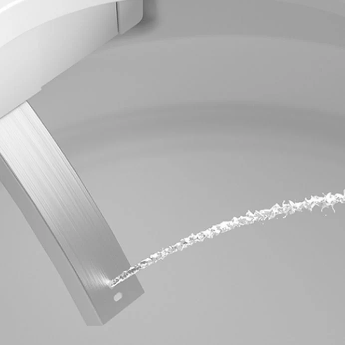 Elongated Contemporary Connected Toilet White Ceramic Foot Sensor