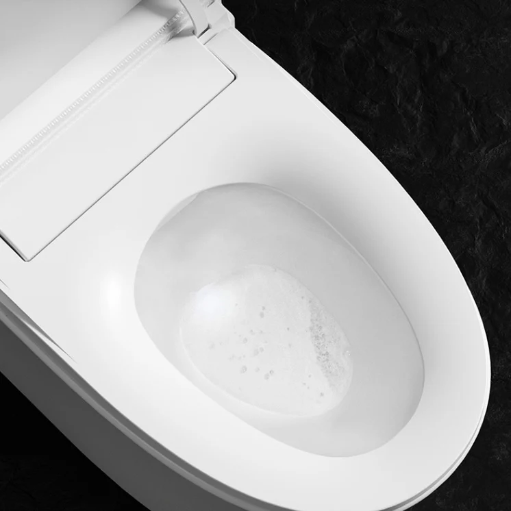 Elongated Contemporary Connected Toilet White Ceramic Foot Sensor