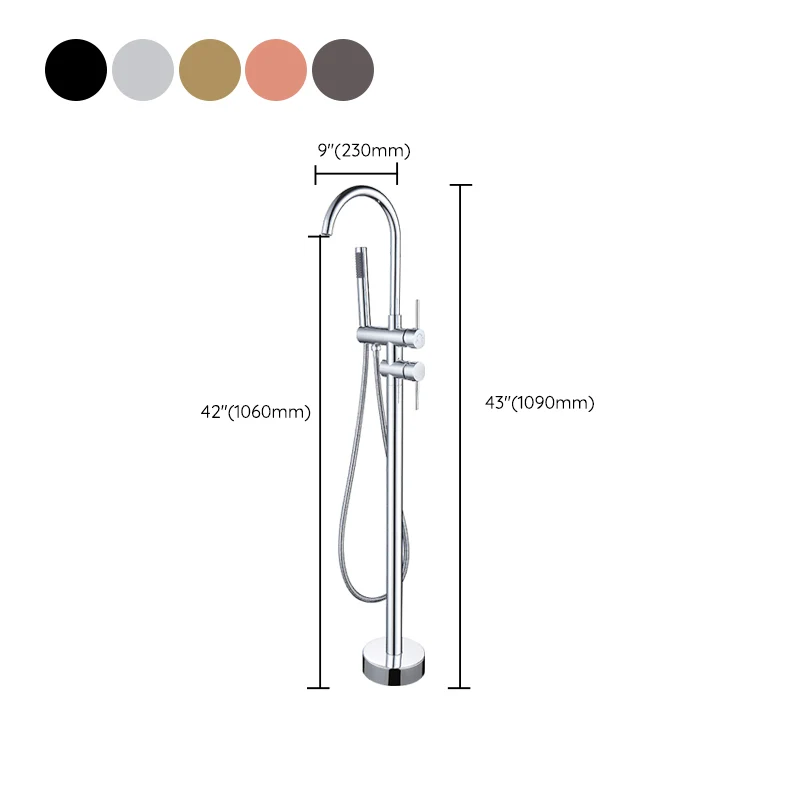 Floor Mounted Van metaal Freestanding Tub Filler High Arc Freestanding Faucet Hose Chrome