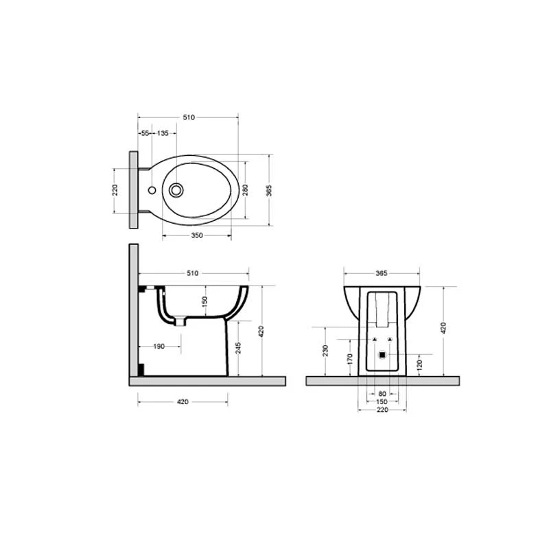 Floor-mounted wall-hugging sanitary ware Axa Prima collection wc + bidet + aaibaar close seat