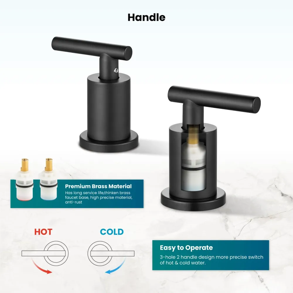 gotonovo 3 Hole 2 Handles Lavatory Basin Bathroom Sink Faucet Pop Up Drain Heet and Cold Mixer Valves 8 Inch Widespread Ba...
