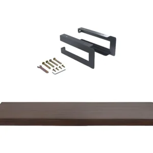Hangend bureau van schemerig teakhout met zwarte bevestigingsbeugels - 120 x 50 cm - SUKAWATI
