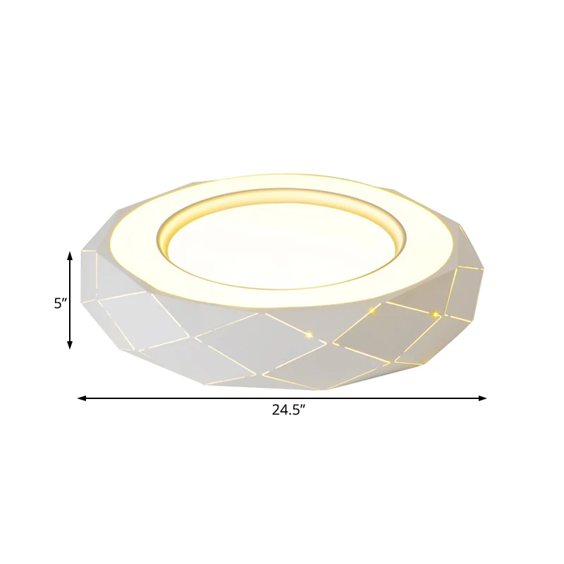Hollowed Out Acrylic Shade Flush Mount LED Flush Ceiling Light Sneeuwwit, 11"/19.5"/24.5" Wide White