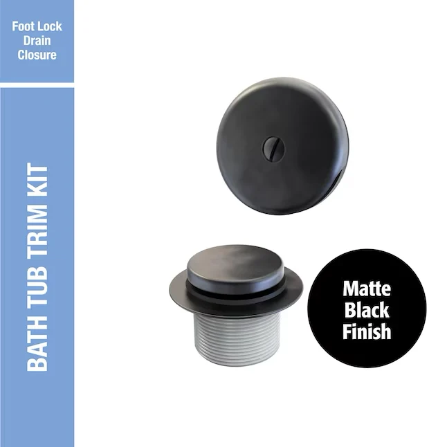 Keeney 1-3/8- or 1-1/2- Effen Black Foot Lock Bathtub Trim Kit