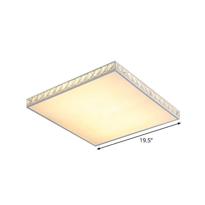 LED Bedroom Flush Mount Fixture Simplicity White Crystal Ceiling Lamp Geometry Kunststof glas Shade White