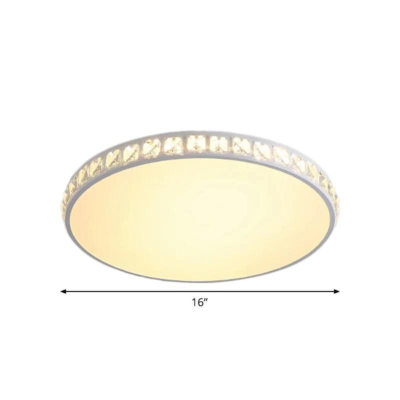 LED Bedroom Flush Mount Fixture Simplicity White Crystal Ceiling Lamp Geometry Kunststof glas Shade White