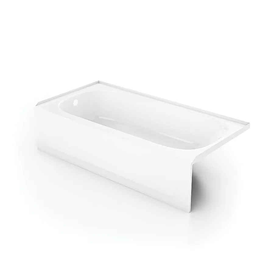 Mansfield Pro-Fit Staalsoort 30- W x 60- L White Porcelain Enameled Steel Left Drain Alcove Soaking Bathtub