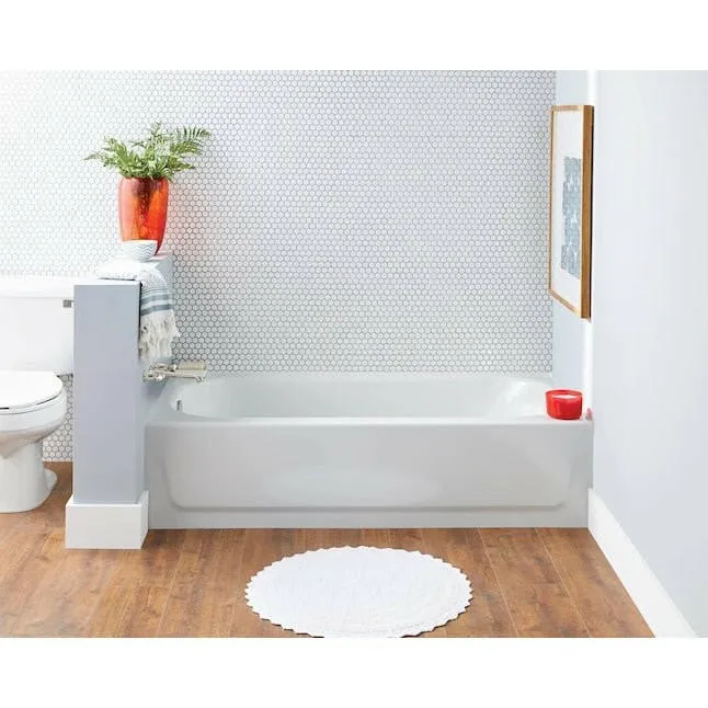 Mansfield Pro-Fit Staalsoort 30- W x 60- L White Porcelain Enameled Steel Left Drain Alcove Soaking Bathtub