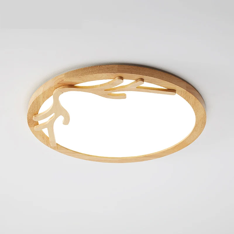 Modern Deer Antler Flush Mount Light Wooden Bedroom LED Ceiling Light Flush Mount Kunststof glas Diffuser, Beige Wood