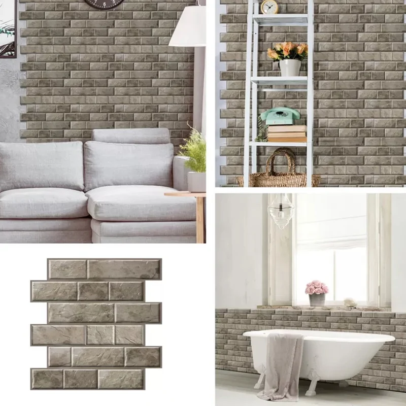 Modern Doffe Peel and Stick Tile Rectangular PVC Subway Tile Bathroom Coffee