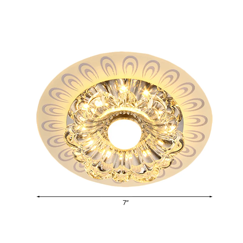 Modernist Blooming Flush Light Fixture Glashelder Crystal LED Ceiling Mount Lamp Warm/White Light Clear
