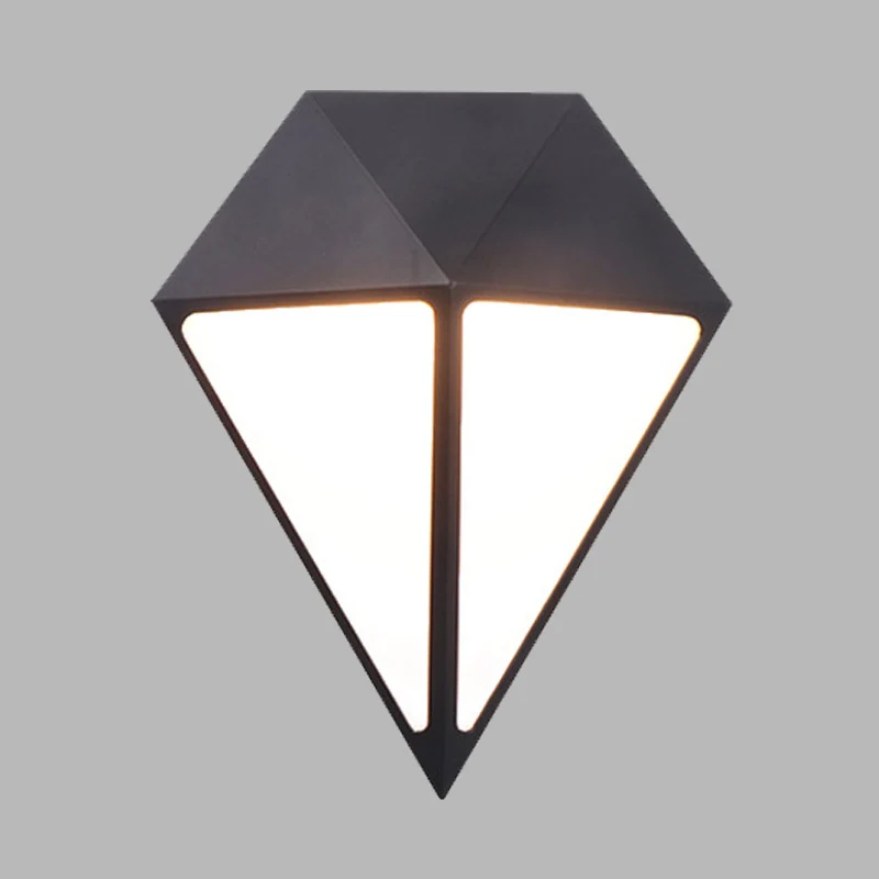 Modernist Diamond Sconce Light Fixture Metallic LED Stairway Wall Mount Lamp Koolzwart, White/Warm/Natural Light Black