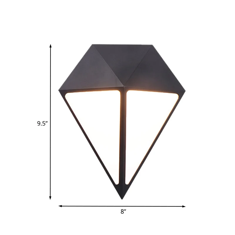 Modernist Diamond Sconce Light Fixture Metallic LED Stairway Wall Mount Lamp Koolzwart, White/Warm/Natural Light Black