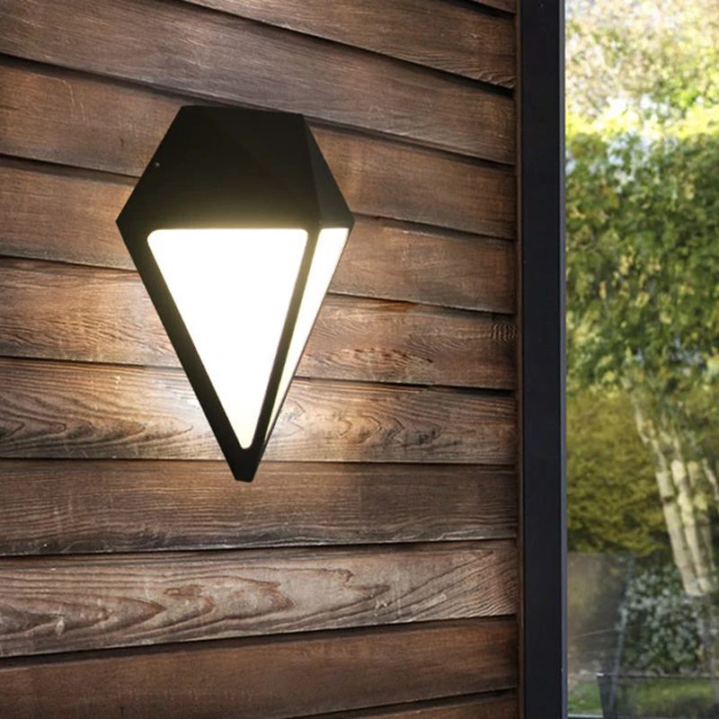 Modernist Diamond Sconce Light Fixture Metallic LED Stairway Wall Mount Lamp Koolzwart, White/Warm/Natural Light Black