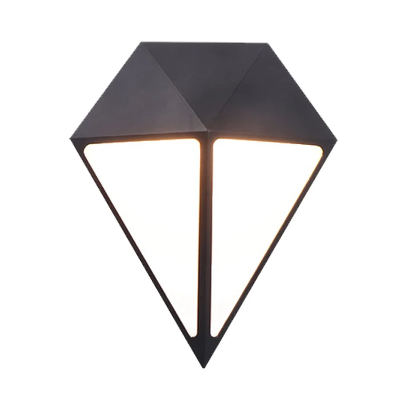 Modernist Diamond Sconce Light Fixture Metallic LED Stairway Wall Mount Lamp Koolzwart, White/Warm/Natural Light Black